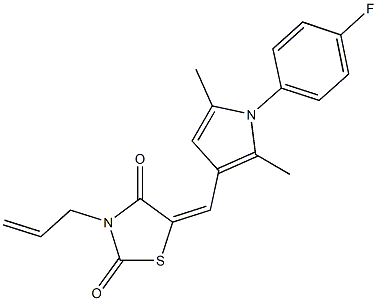 3-allyl-5-{[1-(4-fluorophenyl)-2,5-dimethyl-1H-pyrrol-3-yl]methylene}-1,3-thiazolidine-2,4-dione,,结构式
