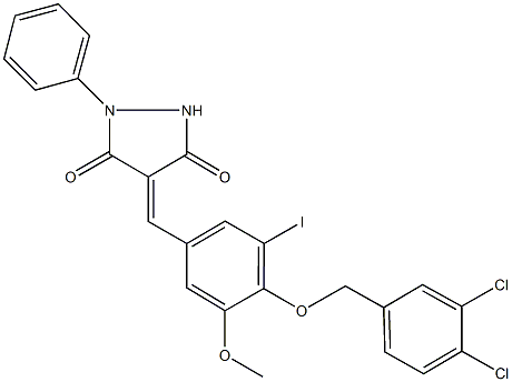 4-{4-[(3,4-dichlorobenzyl)oxy]-3-iodo-5-methoxybenzylidene}-1-phenyl-3,5-pyrazolidinedione Structure