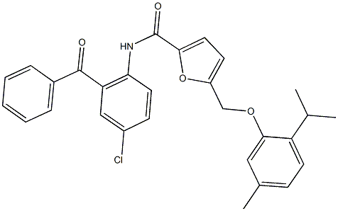 N-(2-benzoyl-4-chlorophenyl)-5-[(2-isopropyl-5-methylphenoxy)methyl]-2-furamide Structure