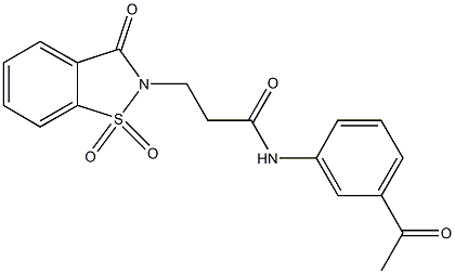 N-(3-acetylphenyl)-3-(1,1-dioxido-3-oxo-1,2-benzisothiazol-2(3H)-yl)propanamide Struktur