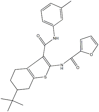 N-[6-tert-butyl-3-(3-toluidinocarbonyl)-4,5,6,7-tetrahydro-1-benzothien-2-yl]-2-furamide,,结构式