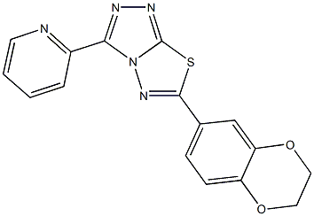 6-(2,3-dihydro-1,4-benzodioxin-6-yl)-3-(2-pyridinyl)[1,2,4]triazolo[3,4-b][1,3,4]thiadiazole,,结构式