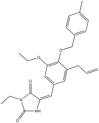 5-{3-allyl-5-ethoxy-4-[(4-methylbenzyl)oxy]benzylidene}-3-ethyl-2,4-imidazolidinedione Structure