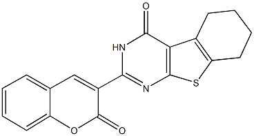 2-(2-oxo-2H-chromen-3-yl)-5,6,7,8-tetrahydro[1]benzothieno[2,3-d]pyrimidin-4(3H)-one 化学構造式