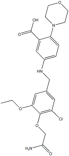 5-{[4-(2-amino-2-oxoethoxy)-3-chloro-5-ethoxybenzyl]amino}-2-(4-morpholinyl)benzoic acid|