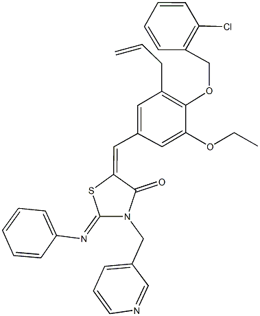 5-{3-allyl-4-[(2-chlorobenzyl)oxy]-5-ethoxybenzylidene}-2-(phenylimino)-3-(pyridin-3-ylmethyl)-1,3-thiazolidin-4-one Struktur