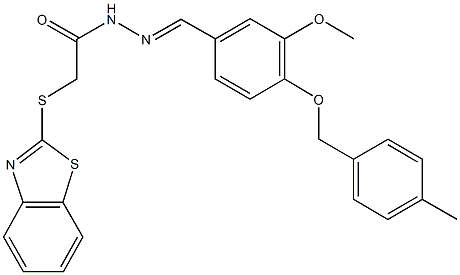 2-(1,3-benzothiazol-2-ylsulfanyl)-N'-{3-methoxy-4-[(4-methylbenzyl)oxy]benzylidene}acetohydrazide Structure