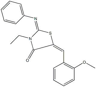 3-ethyl-5-(2-methoxybenzylidene)-2-(phenylimino)-1,3-thiazolidin-4-one Struktur