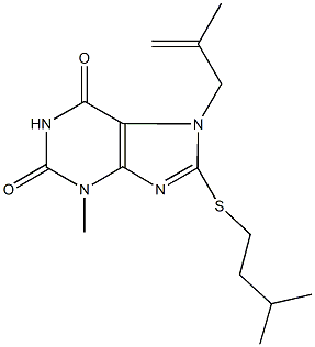 8-(isopentylsulfanyl)-3-methyl-7-(2-methyl-2-propenyl)-3,7-dihydro-1H-purine-2,6-dione 结构式