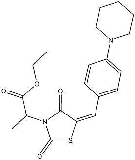 ethyl 2-[2,4-dioxo-5-(4-piperidin-1-ylbenzylidene)-1,3-thiazolidin-3-yl]propanoate Structure