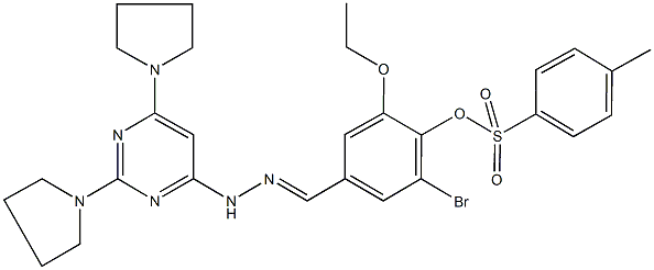 2-bromo-4-{2-[2,6-di(1-pyrrolidinyl)-4-pyrimidinyl]carbohydrazonoyl}-6-ethoxyphenyl 4-methylbenzenesulfonate,,结构式