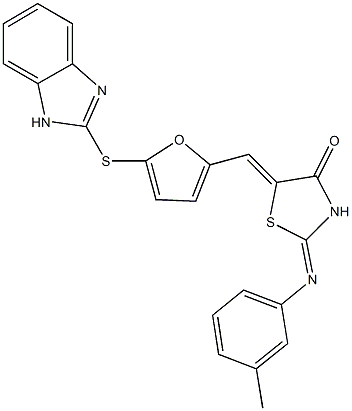 5-{[5-(1H-benzimidazol-2-ylsulfanyl)-2-furyl]methylene}-2-[(3-methylphenyl)imino]-1,3-thiazolidin-4-one