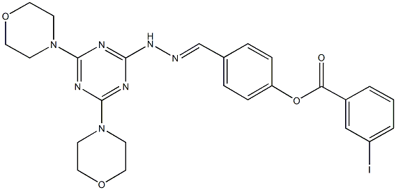 4-{2-[4,6-di(4-morpholinyl)-1,3,5-triazin-2-yl]carbohydrazonoyl}phenyl 3-iodobenzoate 结构式