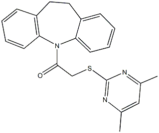 2-(10,11-dihydro-5H-dibenzo[b,f]azepin-5-yl)-2-oxoethyl 4,6-dimethyl-2-pyrimidinyl sulfide,,结构式