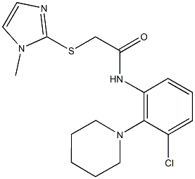 N-[3-chloro-2-(1-piperidinyl)phenyl]-2-[(1-methyl-1H-imidazol-2-yl)sulfanyl]acetamide 化学構造式