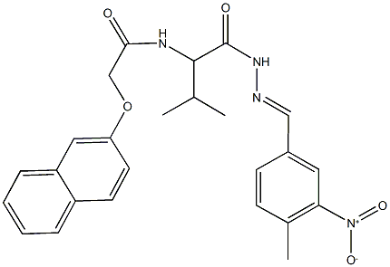 N-{1-[(2-{3-nitro-4-methylbenzylidene}hydrazino)carbonyl]-2-methylpropyl}-2-(2-naphthyloxy)acetamide 化学構造式