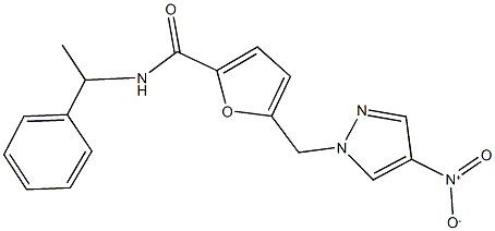 5-({4-nitro-1H-pyrazol-1-yl}methyl)-N-(1-phenylethyl)-2-furamide Structure