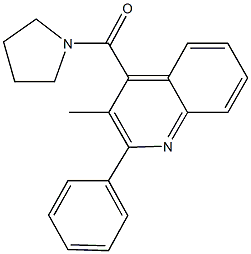 3-methyl-2-phenyl-4-(1-pyrrolidinylcarbonyl)quinoline,,结构式