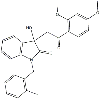 3-[2-(2,4-dimethoxyphenyl)-2-oxoethyl]-3-hydroxy-1-(2-methylbenzyl)-1,3-dihydro-2H-indol-2-one 化学構造式