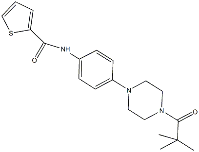 N-{4-[4-(2,2-dimethylpropanoyl)-1-piperazinyl]phenyl}-2-thiophenecarboxamide 化学構造式