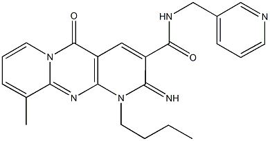 1-butyl-2-imino-10-methyl-5-oxo-N-(3-pyridinylmethyl)-1,5-dihydro-2H-dipyrido[1,2-a:2,3-d]pyrimidine-3-carboxamide,,结构式