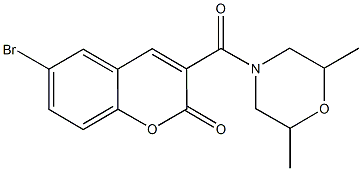 6-bromo-3-[(2,6-dimethyl-4-morpholinyl)carbonyl]-2H-chromen-2-one,,结构式