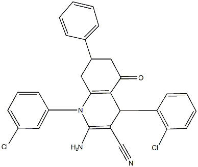 2-amino-4-(2-chlorophenyl)-1-(3-chlorophenyl)-5-oxo-7-phenyl-1,4,5,6,7,8-hexahydroquinoline-3-carbonitrile