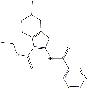 ethyl 6-methyl-2-[(3-pyridinylcarbonyl)amino]-4,5,6,7-tetrahydro-1-benzothiophene-3-carboxylate Structure