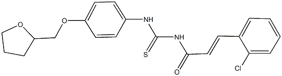 N-[3-(2-chlorophenyl)acryloyl]-N'-[4-(tetrahydro-2-furanylmethoxy)phenyl]thiourea Structure