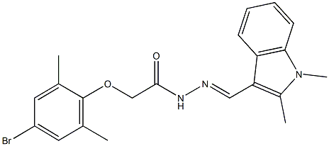 2-(4-bromo-2,6-dimethylphenoxy)-N'-[(1,2-dimethyl-1H-indol-3-yl)methylene]acetohydrazide Struktur