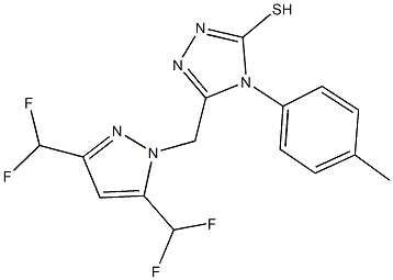 5-{[3,5-bis(difluoromethyl)-1H-pyrazol-1-yl]methyl}-4-(4-methylphenyl)-4H-1,2,4-triazole-3-thiol,,结构式