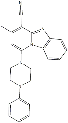 3-methyl-1-(4-phenyl-1-piperazinyl)pyrido[1,2-a]benzimidazole-4-carbonitrile Struktur