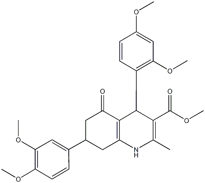 methyl 4-(2,4-dimethoxyphenyl)-7-(3,4-dimethoxyphenyl)-2-methyl-5-oxo-1,4,5,6,7,8-hexahydro-3-quinolinecarboxylate 化学構造式