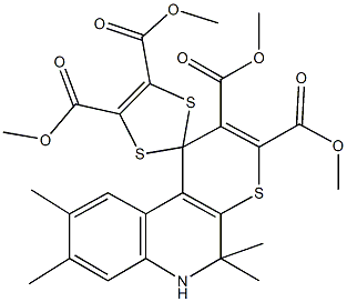tetramethyl 5',5',8',9'-tetramethyl-5',6'-dihydrospiro[1,3-dithiole-2,1'-(1'H)-thiopyrano[2,3-c]quinoline]-2',3',4,5-tetracarboxylate Struktur