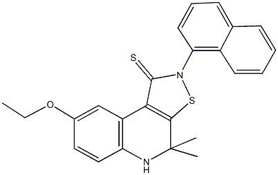 8-ethoxy-4,4-dimethyl-2-(1-naphthyl)-4,5-dihydroisothiazolo[5,4-c]quinoline-1(2H)-thione Struktur