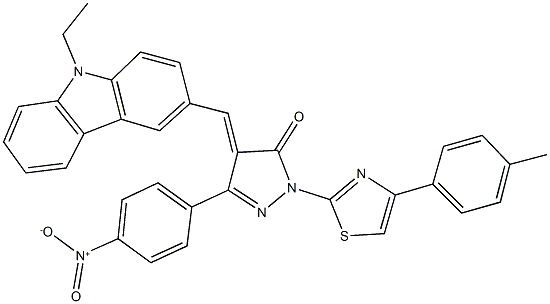  4-[(9-ethyl-9H-carbazol-3-yl)methylene]-5-{4-nitrophenyl}-2-[4-(4-methylphenyl)-1,3-thiazol-2-yl]-2,4-dihydro-3H-pyrazol-3-one