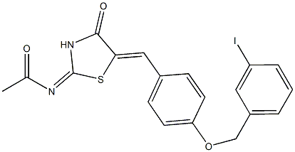 N-(5-{4-[(3-iodobenzyl)oxy]benzylidene}-4-oxo-1,3-thiazolidin-2-ylidene)acetamide Struktur