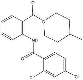 2,4-dichloro-N-{2-[(4-methyl-1-piperidinyl)carbonyl]phenyl}benzamide,,结构式