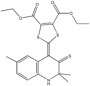 diethyl 2-(2,2,6-trimethyl-3-thioxo-2,3-dihydro-4(1H)-quinolinylidene)-1,3-dithiole-4,5-dicarboxylate 结构式