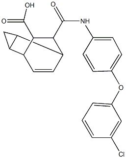 7-{[4-(3-chlorophenoxy)anilino]carbonyl}tricyclo[3.2.2.0~2,4~]non-8-ene-6-carboxylic acid Struktur