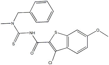 N-benzyl-N'-[(3-chloro-6-methoxy-1-benzothien-2-yl)carbonyl]-N-methylthiourea 化学構造式