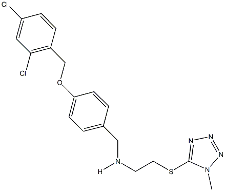 N-{4-[(2,4-dichlorobenzyl)oxy]benzyl}-N-{2-[(1-methyl-1H-tetraazol-5-yl)sulfanyl]ethyl}amine 化学構造式