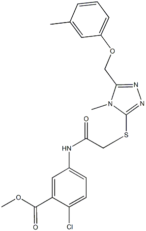 methyl2-chloro-5-{[({4-methyl-5-[(3-methylphenoxy)methyl]-4H-1,2,4-triazol-3-yl}thio)acetyl]amino}benzoate Structure