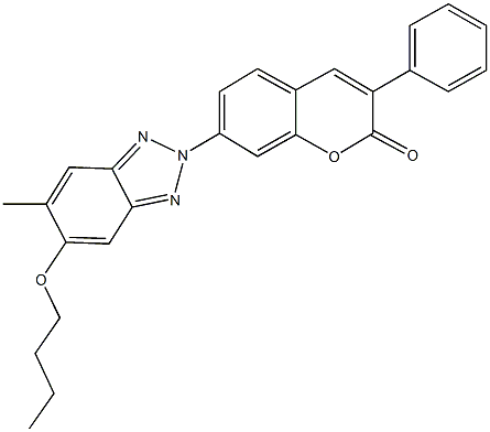 7-(5-butoxy-6-methyl-2H-1,2,3-benzotriazol-2-yl)-3-phenyl-2H-chromen-2-one 结构式