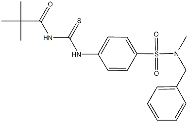 N-benzyl-4-({[(2,2-dimethylpropanoyl)amino]carbothioyl}amino)-N-methylbenzenesulfonamide Struktur