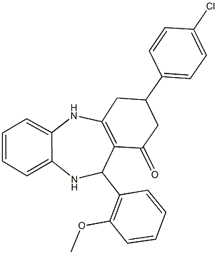 3-(4-chlorophenyl)-11-(2-methoxyphenyl)-2,3,4,5,10,11-hexahydro-1H-dibenzo[b,e][1,4]diazepin-1-one,,结构式