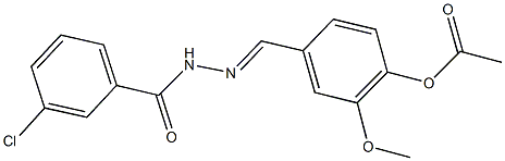 4-[2-(3-chlorobenzoyl)carbohydrazonoyl]-2-methoxyphenyl acetate Struktur