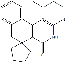 2-(butylsulfanyl)-5,6-dihydrospiro(benzo[h]quinazoline-5,1'-cyclopentane)-4(3H)-one,,结构式