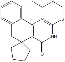 2-(butylsulfanyl)-5,6-dihydrospiro(benzo[h]quinazoline-5,1'-cyclopentane)-4(3H)-one 化学構造式