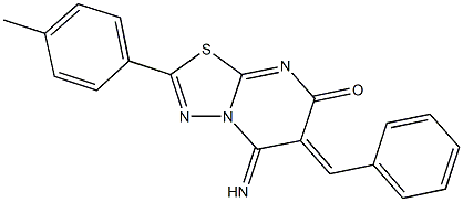 6-benzylidene-5-imino-2-(4-methylphenyl)-5,6-dihydro-7H-[1,3,4]thiadiazolo[3,2-a]pyrimidin-7-one Structure
